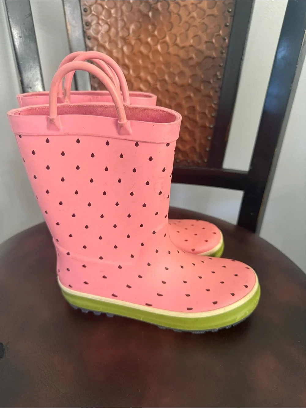 Target Pink Kids Watermelon Rain Boots with Lime Trim